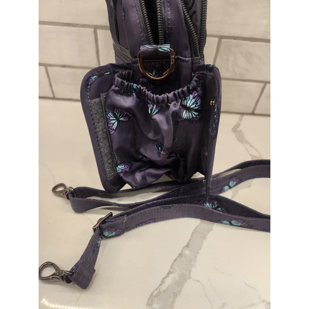 Lug Can Can XL Convertible Crossbody Bag, Purple Butterfly Polyester Lightweight